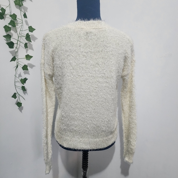 Chelsea & Theodore Ivory Fuzzy Sweater with Black Heart - Picture 8 of 8